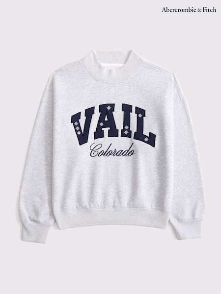 Abercrombie & Fitch Grey Ski Resort Sunday Mockneck Crew Neck Sweat Top (G18665) | Rp 1,215,000