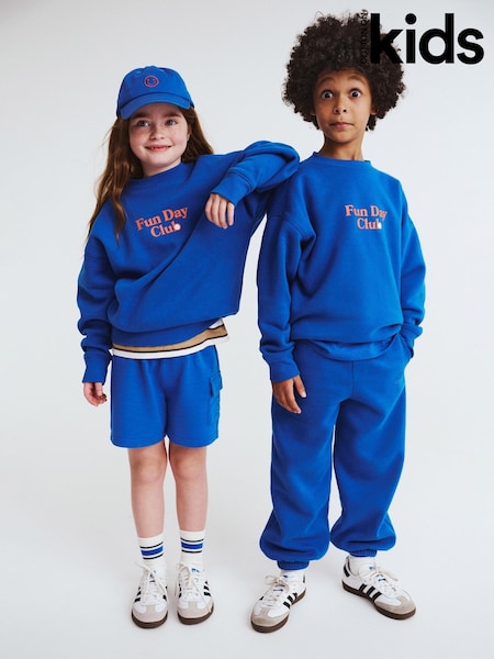 Cotton On Blue Sammy Oversized Crew Sweatshirt (G18698) | 94 QAR
