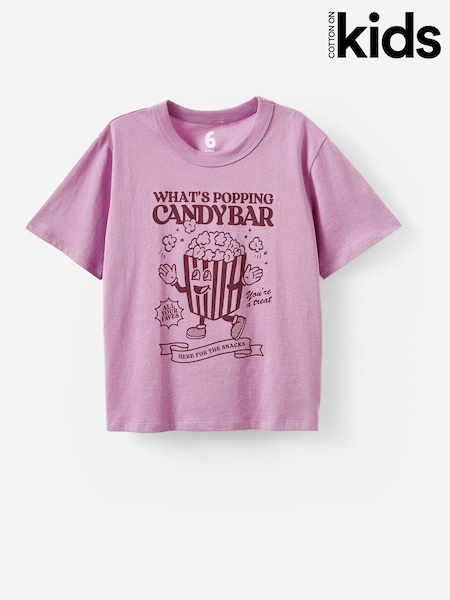 Cotton On Dark Purple Poppy Oversize Graphic Print T-Shirt (G18699) | 59 QAR