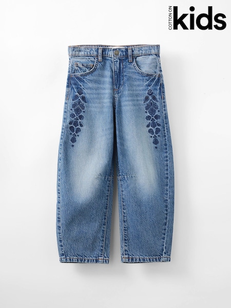 Cotton On Blue Unisex Barrel Leg Denim Jeans (G18716) | 124 QAR