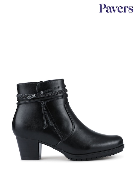 Preto - Pavers Lace-Detailed Heeled Ankle Boots (G18752) | R$ 475