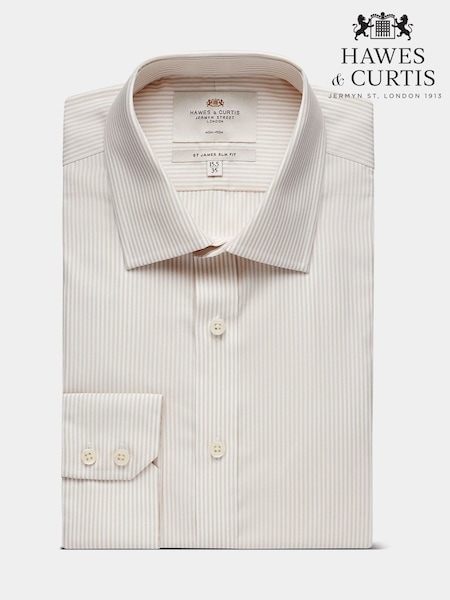 Hawes & Curtis Fine Stripe Non-Iron Brown Shirt (G18822) | ‏359 ر.ق.