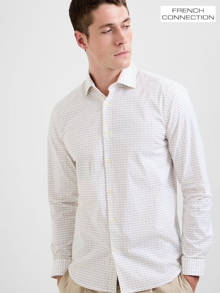 French Connection Cotton Geometric Print Long Sleeve Button-Up Shirt (G18875) | 71 €