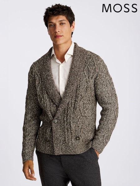 MOSS Brown Textured Shawl Collar Cardigan (G18905) | €154