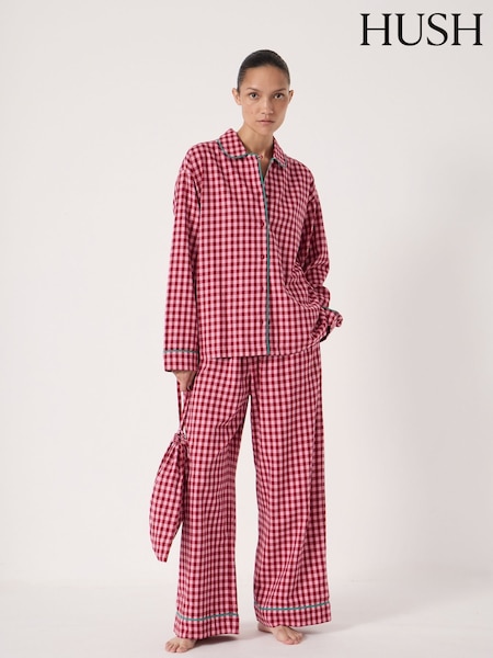 Hush Red Brushed Cotton Gingham Pyjamas (G19104) | €95