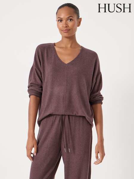 Hush Brown Gillian Supersoft V-Neck Top (G19121) | 247 QAR