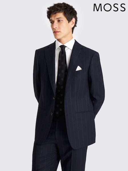 MOSS Regular Fit Navy Blue Stripe Jacket (G19128) | €310