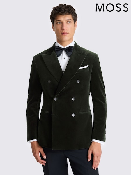 MOSS Dark Green Tailored Fit Velvet Jacket (G19138) | €324