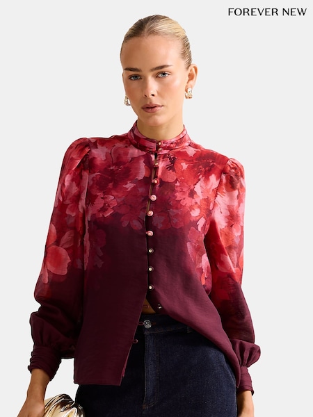 Forever New Emilia Printed Blouse Contains Linen (G19143) | R$ 740