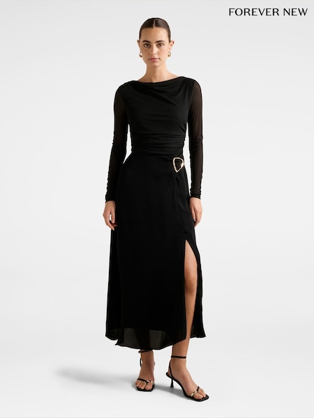 Forever New Black Arabella 2-In-1 Midi Dress (G19147) | €139
