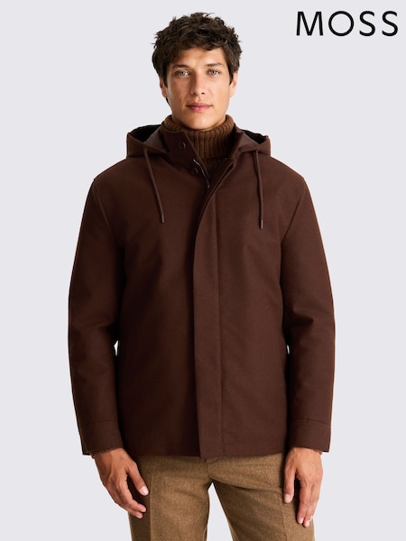 MOSS Dark Chestnut Wool Brown Parka (G19151) | 1,232 QAR