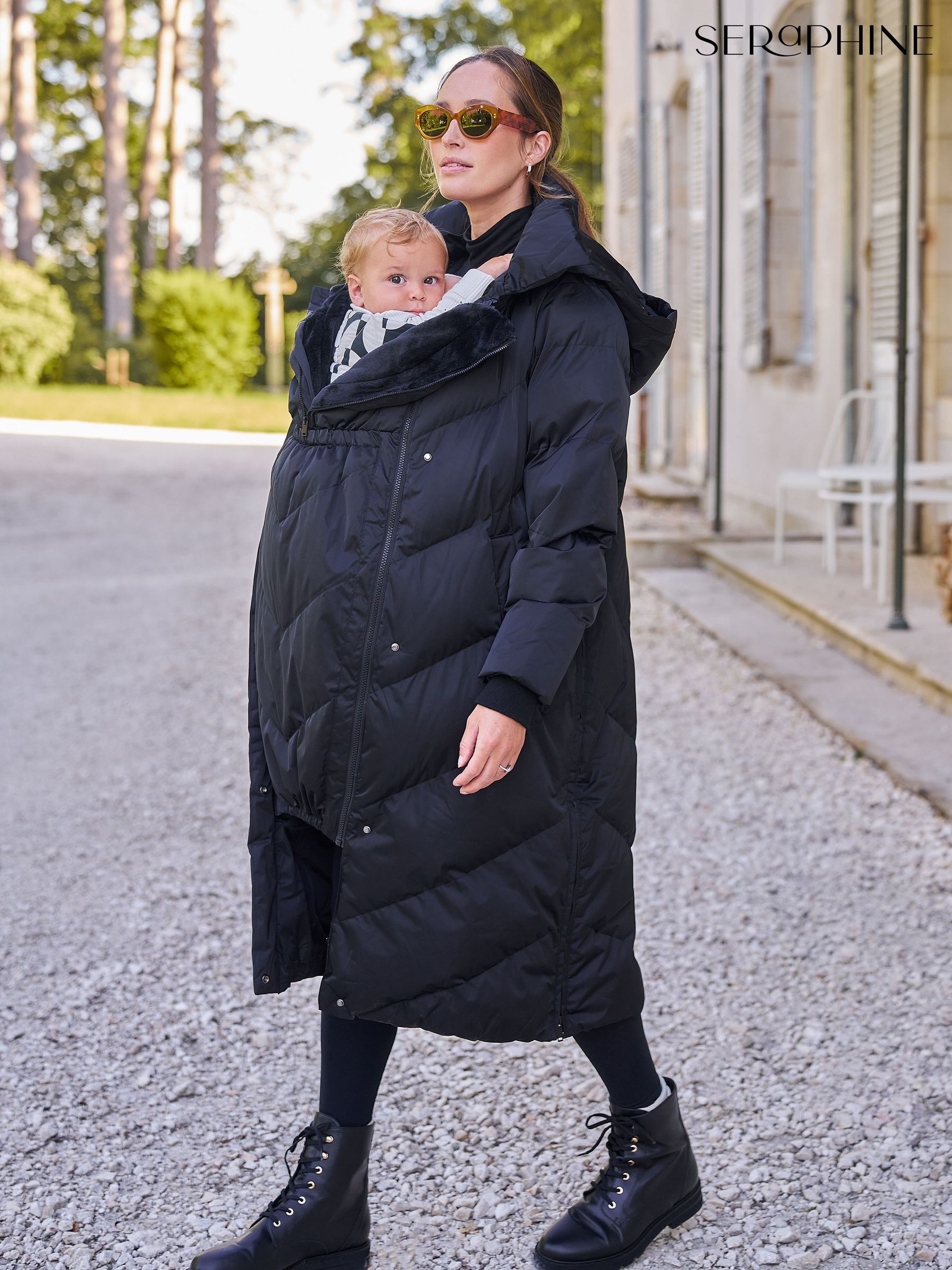 Women's Quilted Puffer Coat – Black Hooded Winter Jacket With Down Fill