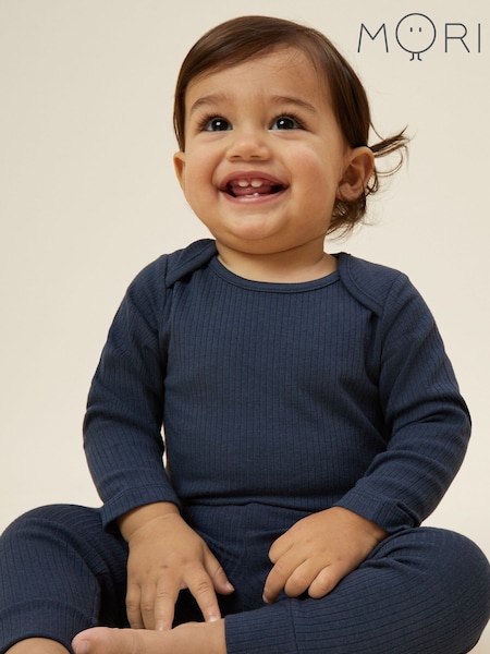 MORI Supersoft Ribbed Stretch Long Sleeve Envelope Neckline Bodysuit (G19211) | AED114