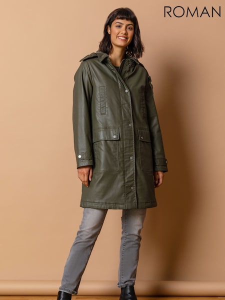 Roman Waxed Longline Hooded Coat (G19279) | R$ 1.575