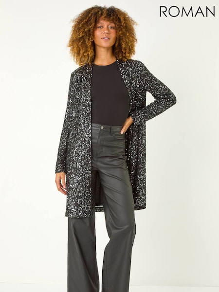 Roman Black Longline Sequin Stretch Jacket (G19304) | €83