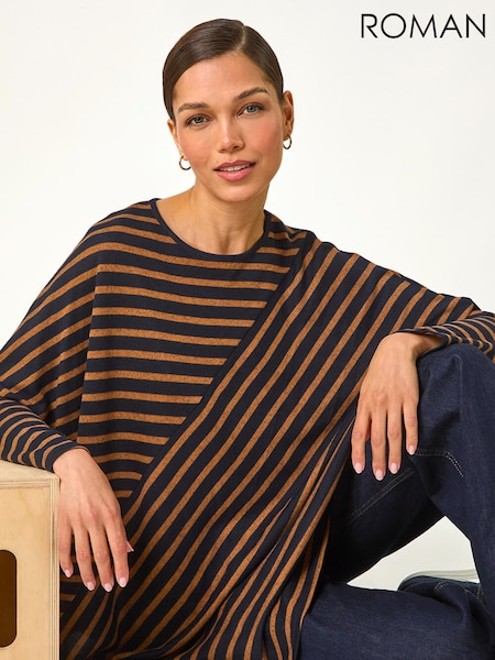 Roman Contrast Stripe Stretch Jersey Tunic Top (G19317) | € 42