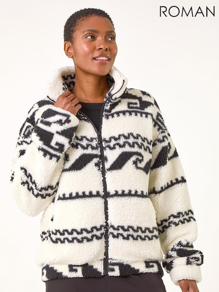 Roman Aztec Printed Fleece Jacket (G19320) | R$ 530