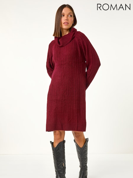 Roman Roll Neck Knitted Jumper Dress (G19363) | ‏349 د.إ.‏