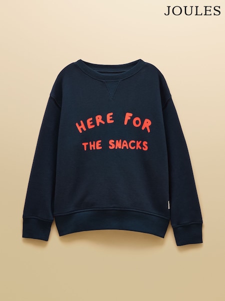 Navy - Joules Kids' Sundaze Slogan Crew Neck Sweatshirt