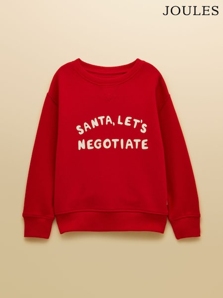 Red - Joules Kids' Sundaze Slogan Crew Neck Sweatshirt