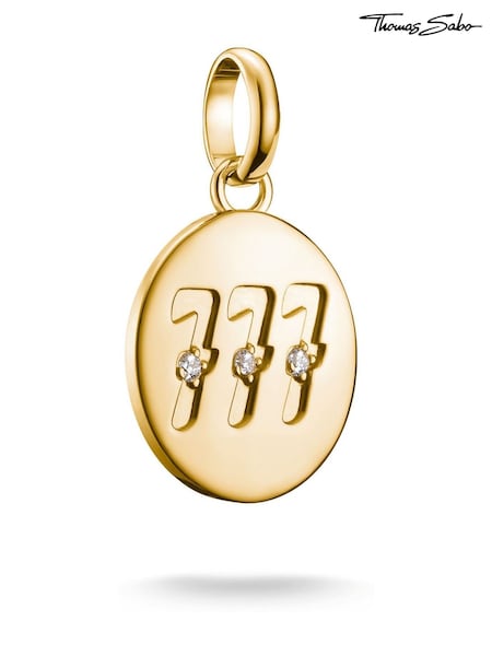 Thomas Sabo Gold Charm Connect 777 angel number pendant with stones (G19629) | €69