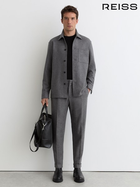 Reiss Soft Grey Cooper Wool-Blend Tapered Cuffed Trousers (G19798) | AED1,066