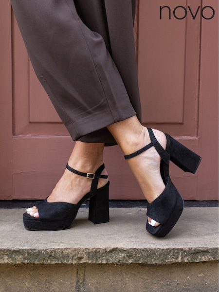 Novo Black WIDE FIT LAYLA Platform Heeled Sandal (G19845) | €48