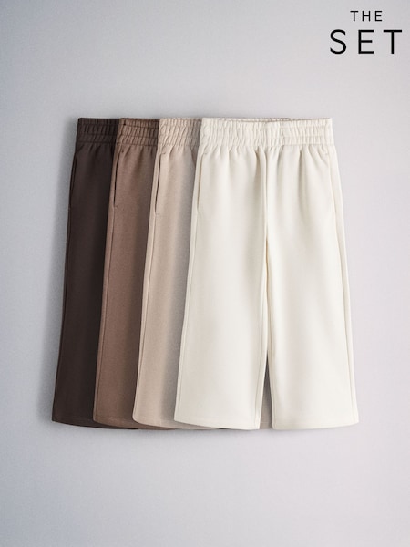 Chocolate Brown/Light Brown/Cream - The Set 4 Pack Wide Leg Joggers