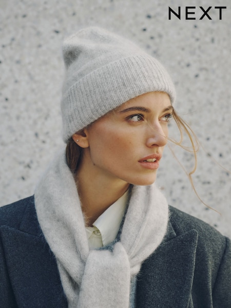 Grey - N.premium Cashmere Beanie Hat