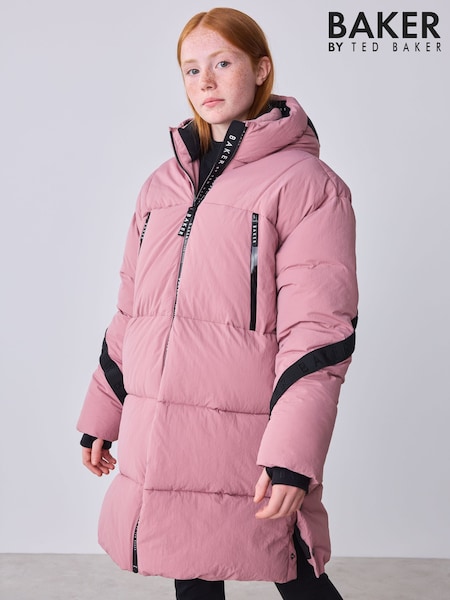 Pink - Baker By Ted Baker Shower Resistant Longline Padded Coat