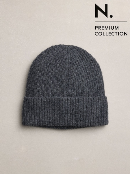 Charcoal Grey - N.premium Cashmere Beanie Hat