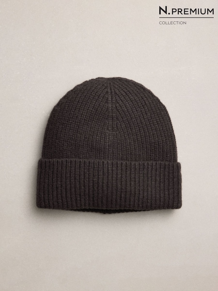 Chocolate Brown - N.premium Cashmere Beanie Hat