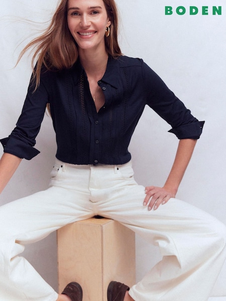 Boden Blue Trim Detail Jersey Shirt (G20788) | €91.50