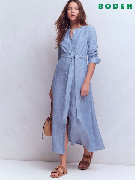 Boden Blue Mollie Linen Shirt Dress (G20795) | €198