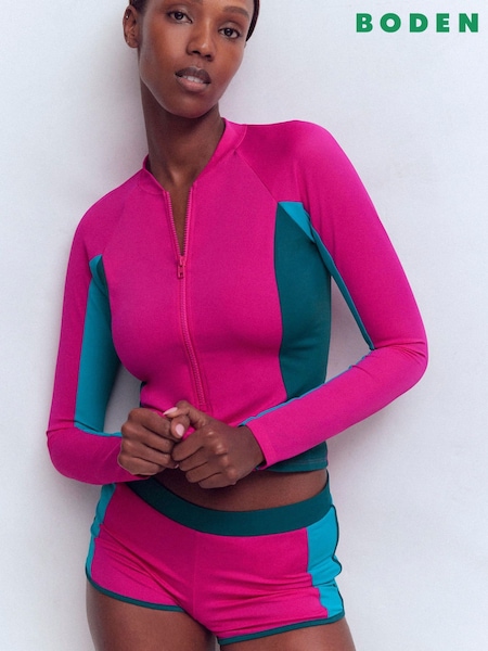 Boden Pink Sun Safe Raglan Rash Vest (G20798) | 435 SAR