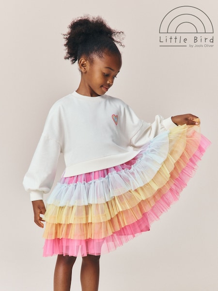 Rainbow - Little Bird By Jools Oliver Heart Sweat & Tulle Tutu Dress