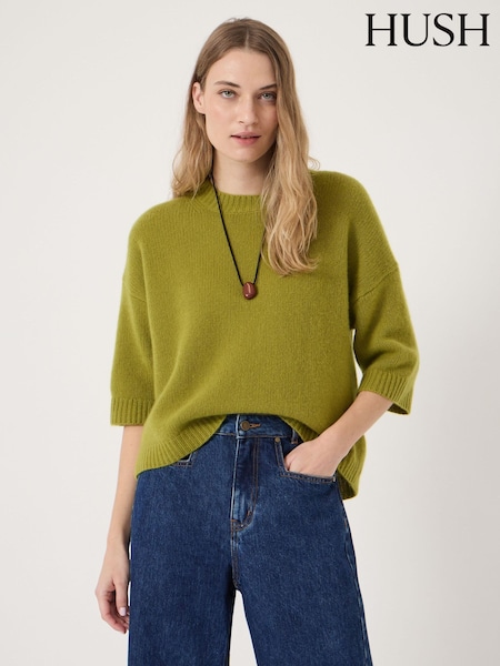 Hush Green Cherrie Chunky Cashmere T-Shirt (G21102) | $424