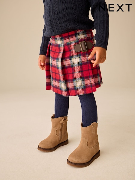 Red Tartan Check - Skort And Tights Set (3mths-7yrs)