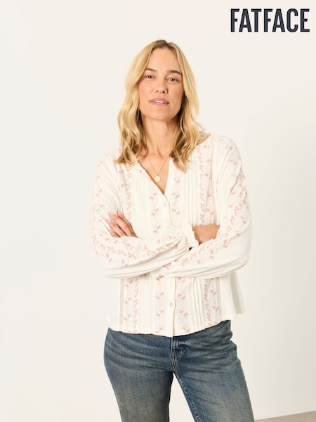 アイボリー - Fatface Embroidered Top