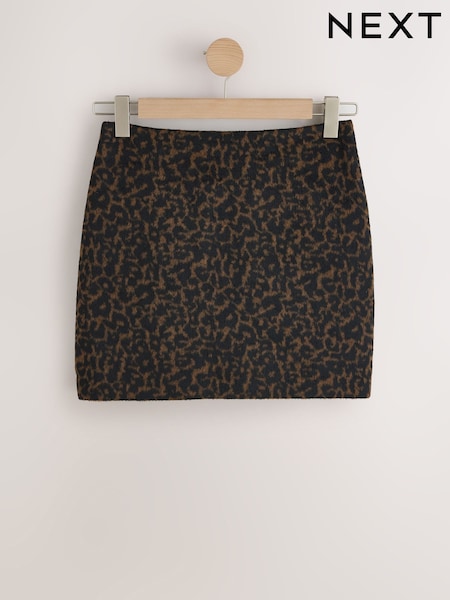 Negro/Marrón - Leopard Print Mini Skirt