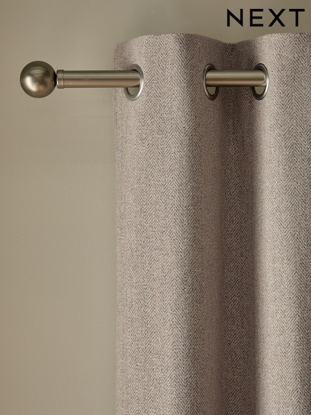 Brushed Herringbone Eyelet Curtains
