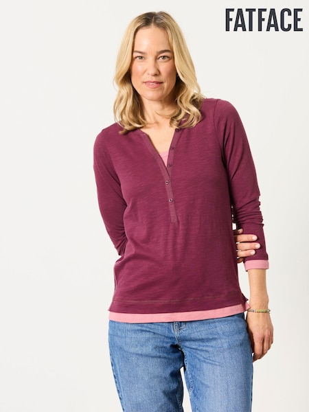 Plum Purple - Fatface Henley Top
