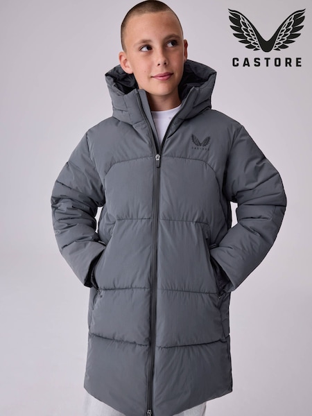 Charcoal Grey - Castore Shower Resistent Longline Puffer Coat