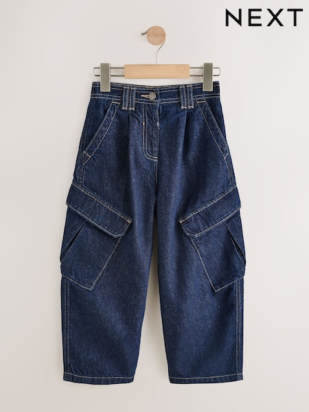 Dark Blue Denim - Cargo Barrel Jeans (3-16yrs)