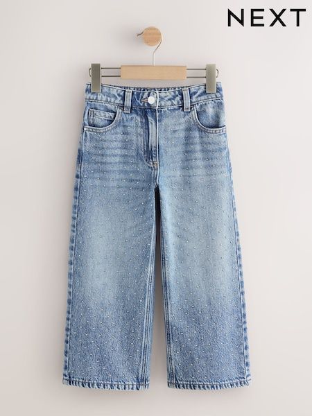 Denim/Silver Stud Scatter - Wide Leg Jeans (3-16yrs)