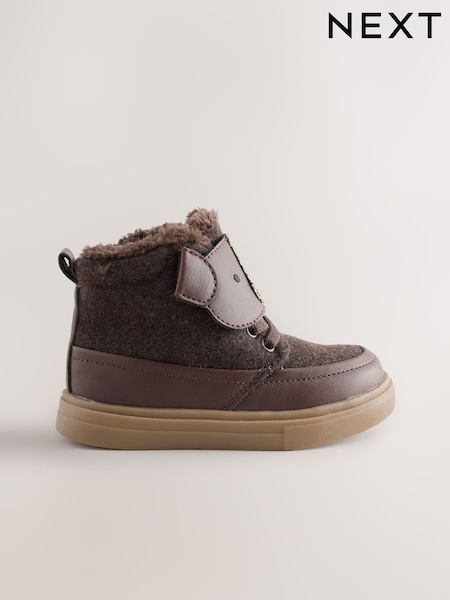 Brown Dog - Warm Lined Touch Fastening Boots