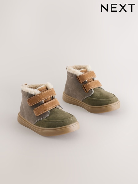 Grey Colourblock - Warm Lined Touch Fastening Boots