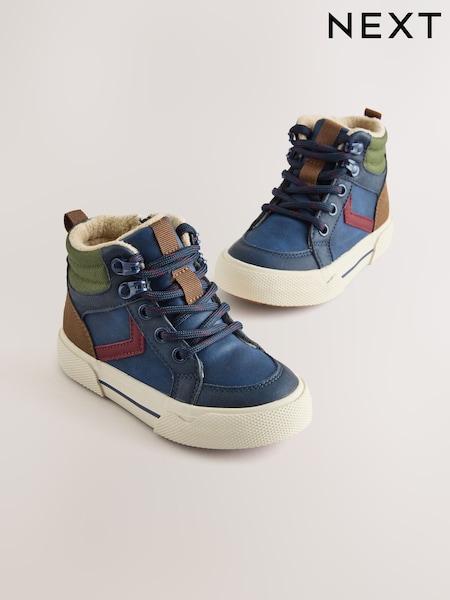 Navy - Lace Up Hi-top Boots