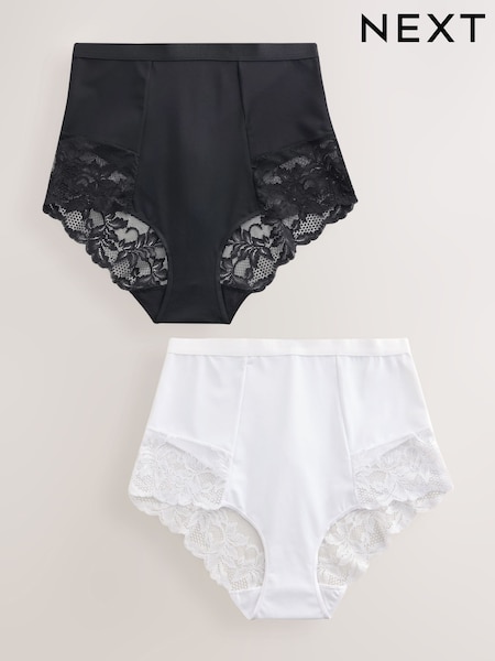 Black/White - Tummy Control Light Shaping Knickers 2 Pack