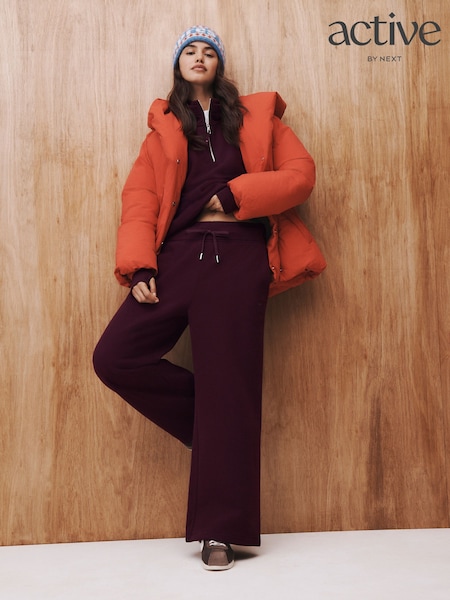 Plum Purple - Active Double Layer Wide Leg Joggers
